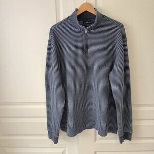 Rodd & Gunn Men's Blue Stripe Cotton Riverlands Sweat Quarter Zip Size XL